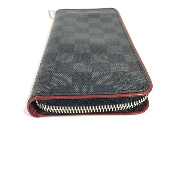 LOUIS VUITTON Damier Graphite Zippy Wallet Zip Around Wallet Black/Red - Picture 3 of 16